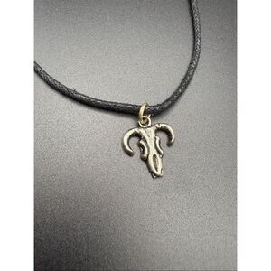 Cow Skull and Black Cord Necklace, NEW, Handmade, 16”, Artisan